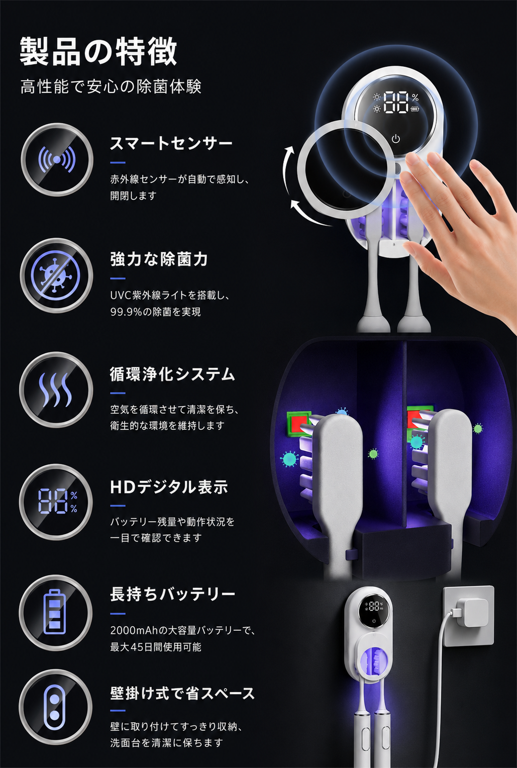 CleanBrush™ 除菌歯ブラシホルダー